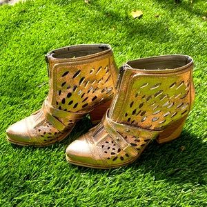 Rose Gold Laser Cut Ankle Booties